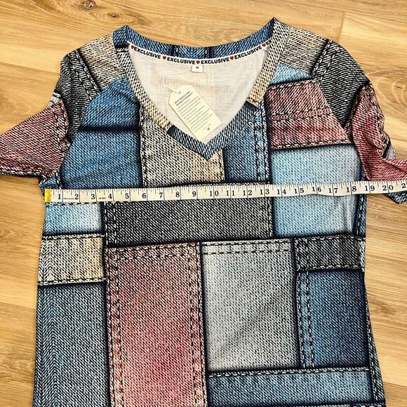 EXCLUSIVE Patchwork Long Sleeve Women’s Top Size Medium - Picture 4 of 7